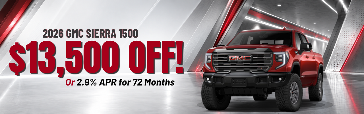 2026 GMC Sierra 1500, $13,500 off or 2.9% APR for 72 Months