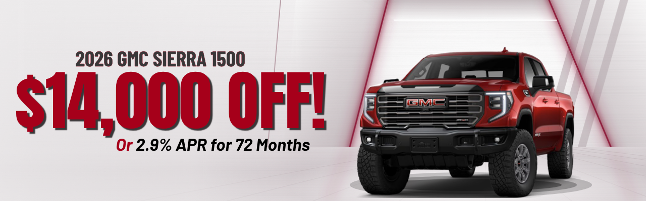 2026 GMC Sierra 1500, $14,000 off or 2.9% APR for 72 Months